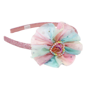 Barbie | Rainbow Fantasy Tulle Headband with Pearl Heart Pendant