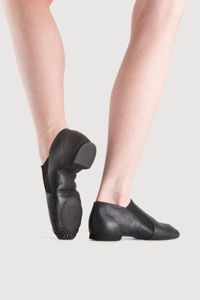 Bloch Elastaboot jazz shoes, colour black, toddler size, dancer wearing and displaying fit and design | Dancewear Nation Australia