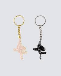 One pink and one black keychain, with a ballerina design  | Dancewear Nation Australia