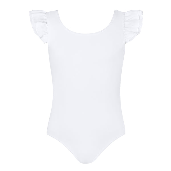 Emery Frill Sleeve Leotard | White | Child