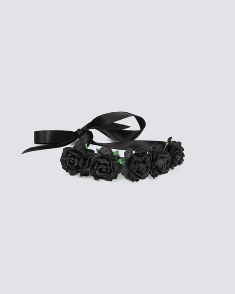 Black floral ballet bun accessory on a white background | Dancewear Nation Australia 