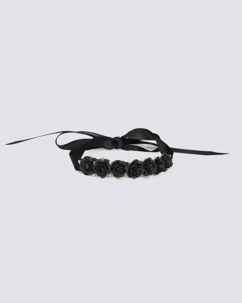 Black floral ballet bun accessory on a white background | Dancewear Nation Australia 