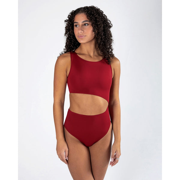 Energetiks Align Celeste High Neck Leotard | Crimson Red