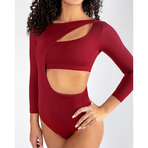 Energetiks Xenia 3/4 Sleeve Leotard | Crimson Red