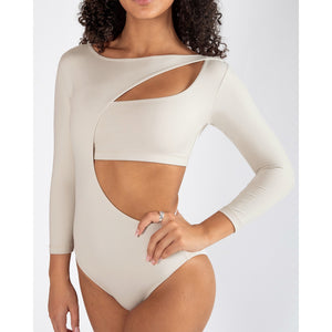 Energetiks Xenia 3/4 Sleeve Leotard | Ivory Sands