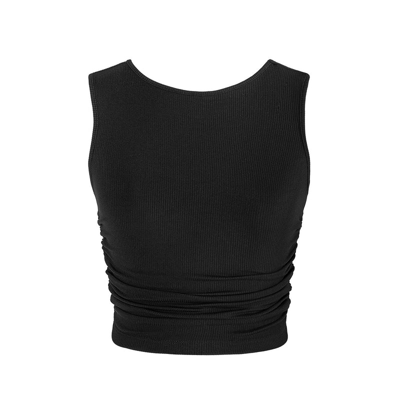 Energetiks Madison Gather Crop Singlet | Black