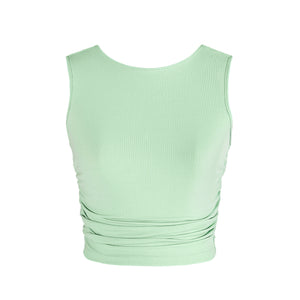 Energetiks Madison Gather Crop Singlet | Green Apple