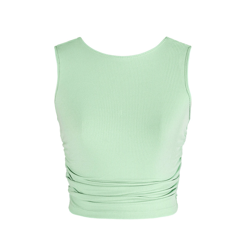 Energetiks Madison Gather Crop Singlet | Green Apple