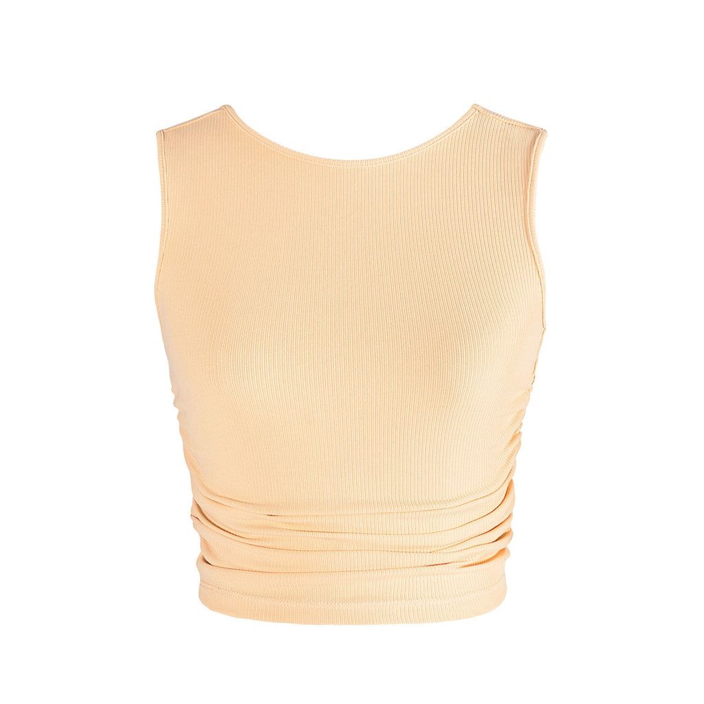 Energetiks Madison Gather Crop Singlet | Orange Sherbert