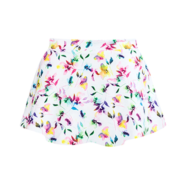 Colorful floral-patterned skirt on a white background