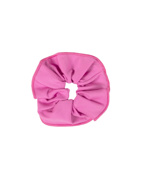Pink blossom scrunchie on a white background