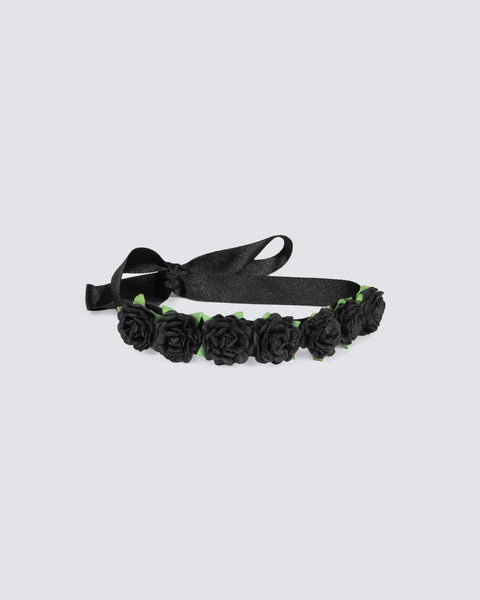 Black floral ballet bun accessory on a white background | Dancewear Nation Australia 