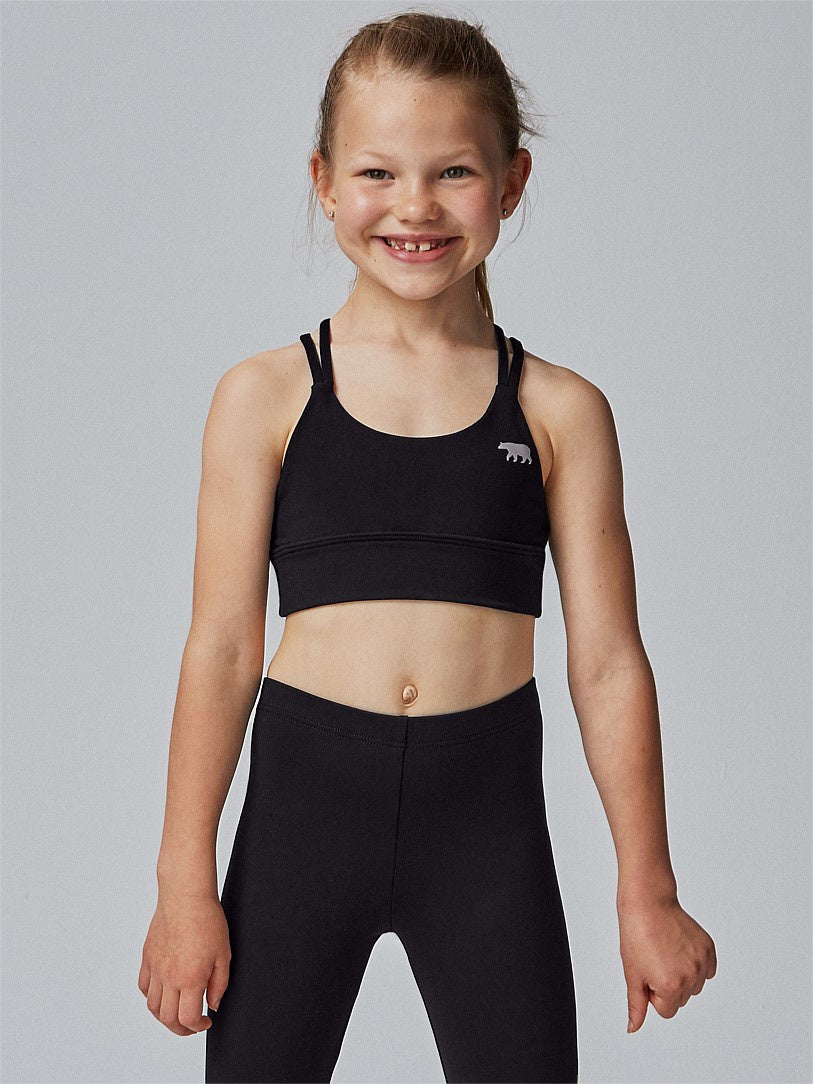 Running Bare Lotus Sports Bra, Black (Child)