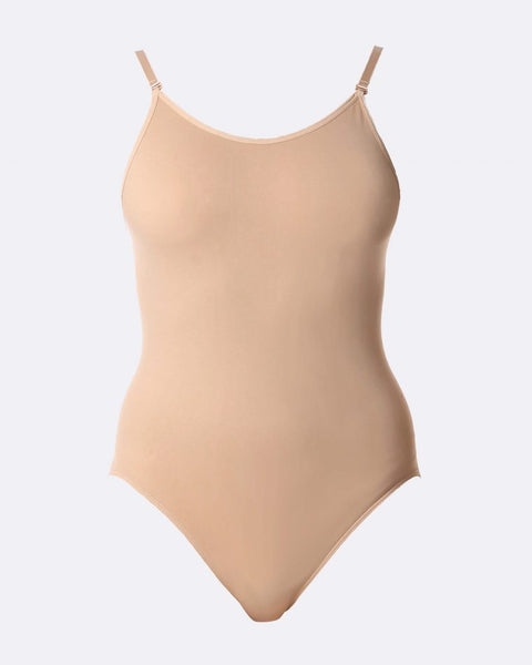 Flesh coloured body stocking undergarment on white background