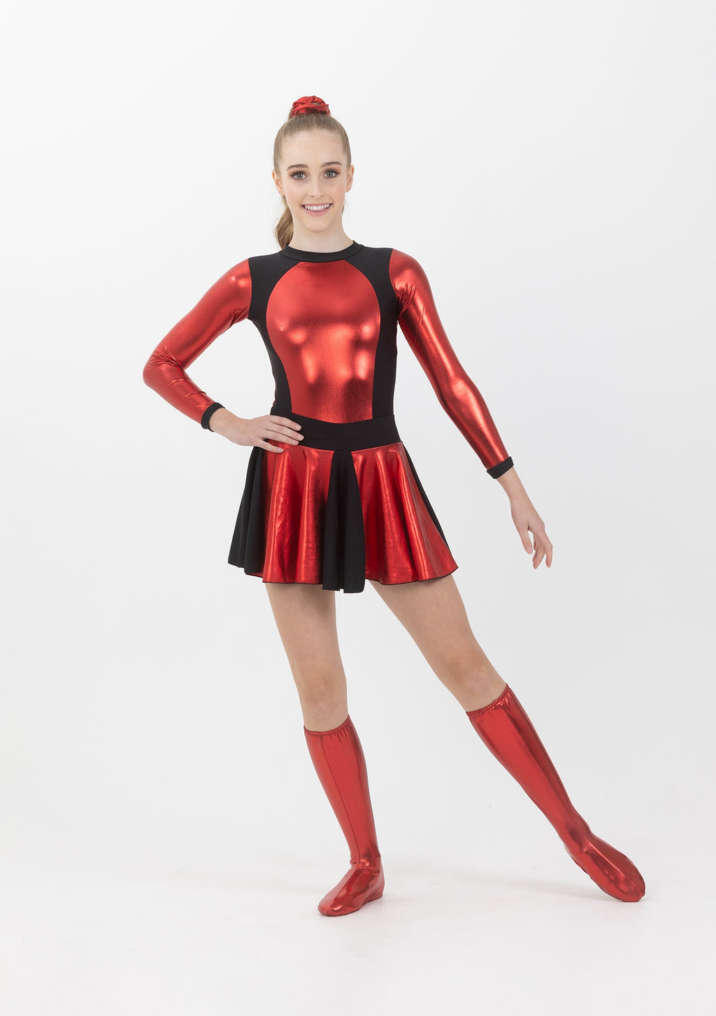 Studio 7 Metallic Cheer Skirt | Red