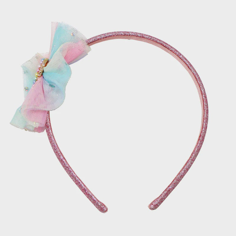 Barbie | Rainbow Fantasy Tulle Headband with Pearl Heart Pendant