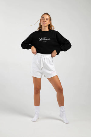 Bloch Off Duty High Waisted Terry Shorts | Snow Marle | $59.95
