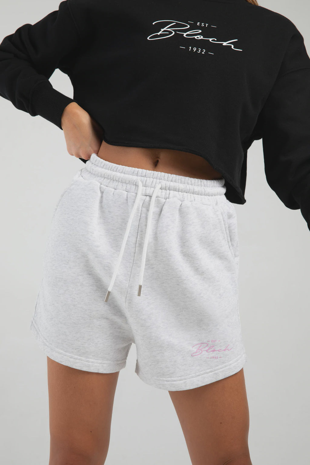 Bloch Off Duty High Waisted Terry Shorts | Snow Marle | $59.95