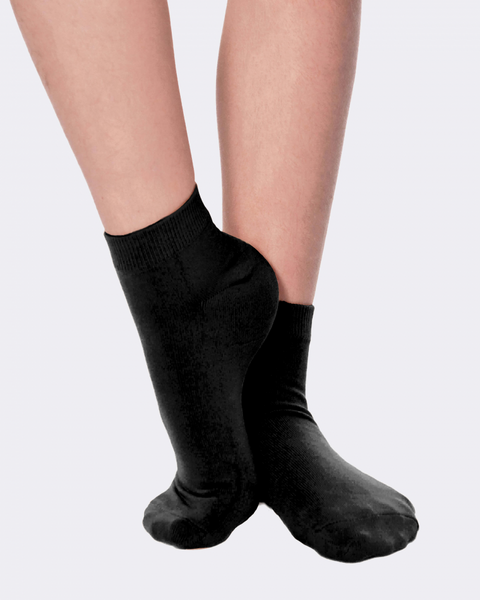 black dance socks at ankle height